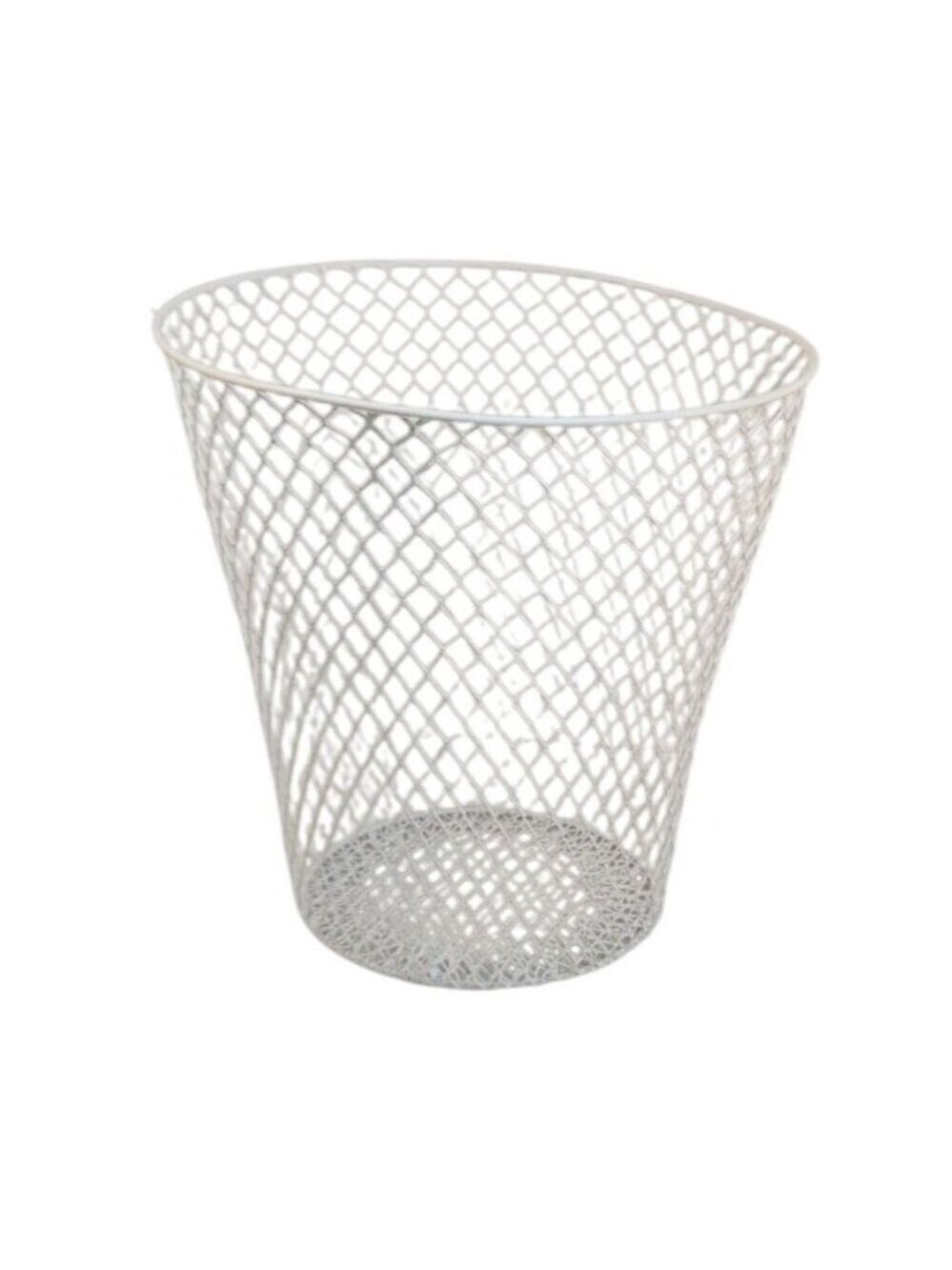 White Wire Mesh Basket 9x9 inch Garden Storage Plant Cover, Small Waste Basket